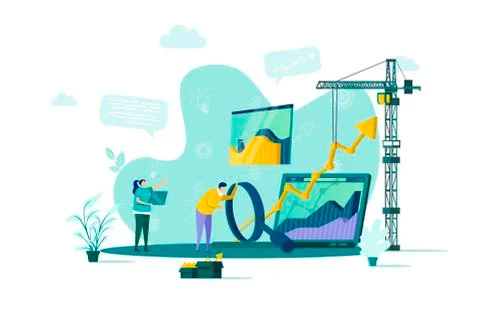 Web analytics concept in flat style. Stock Illustration