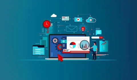 Web Analytics Concept - Web Data Analysis Illustrazione stock