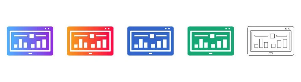 Web Analytics Control Panel Icon Set Stock Illustration