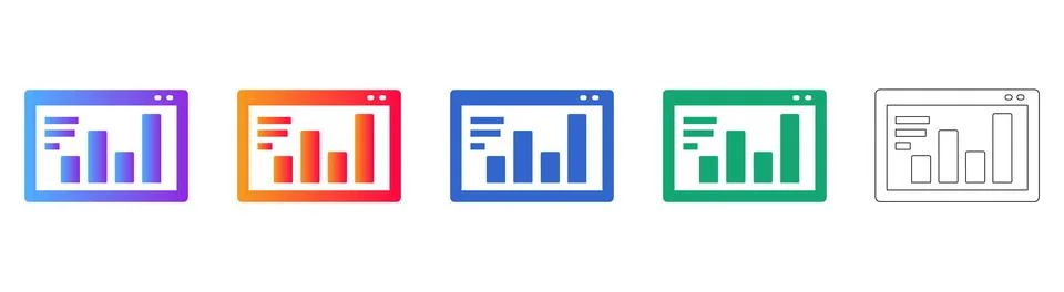 Web Analytics Dashboard Bar Chart Icon Set Stock Illustration