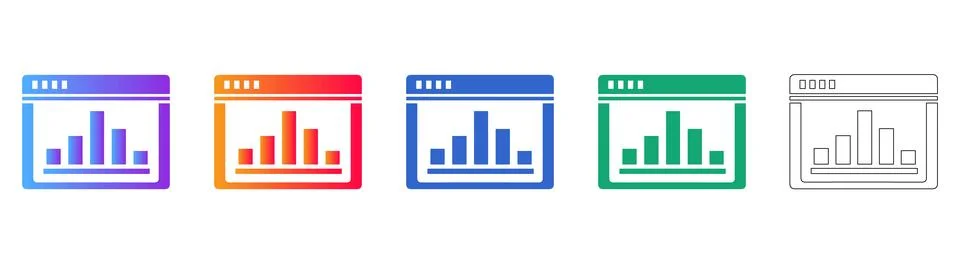 Web Analytics Dashboard Bar Chart Icons Stock Illustration