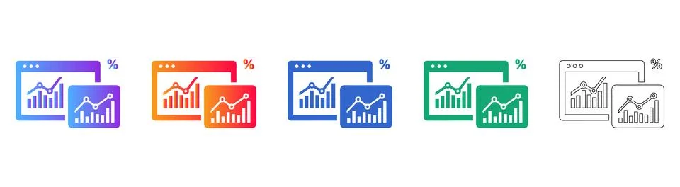 Web Analytics Dashboard Bar Chart Icons Stock Illustration