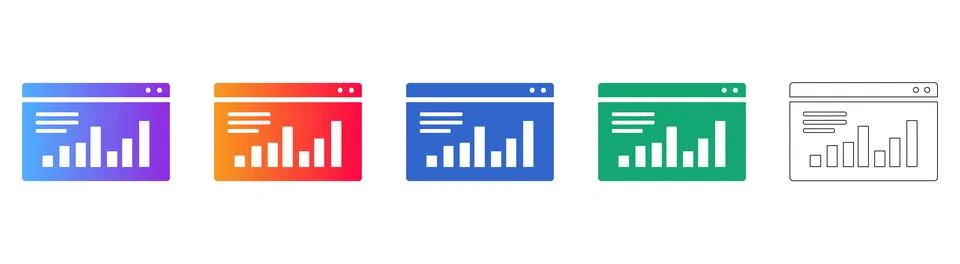 Web Analytics Dashboard Bar Icons Stock Illustration
