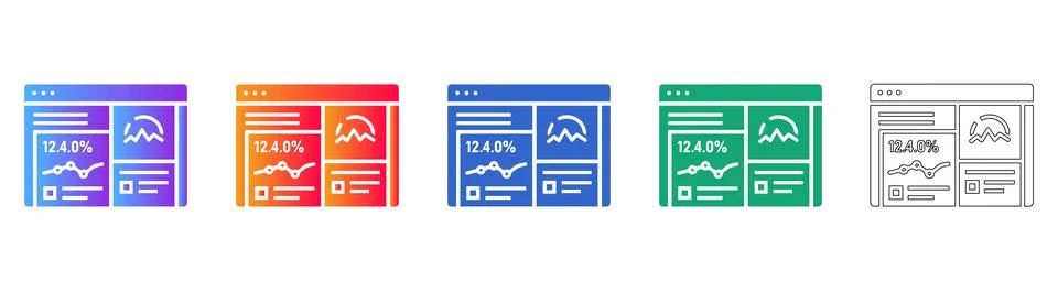 Web Analytics Dashboard Data Icons Stock Illustration