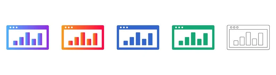 Web Analytics Dashboard Display Icons Stock Illustration
