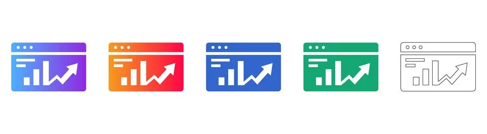 Web Analytics Dashboard Growth Icons Stock Illustration