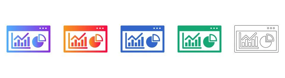 Web Analytics Dashboard Icons icon set Stock Illustration