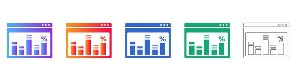 Web Analytics Dashboard Percentage Chart Stock Illustration