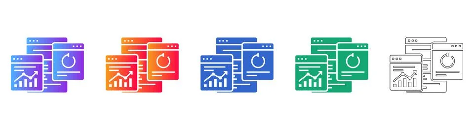 Web Analytics Dashboard Refresh Icon Set Stock Illustration