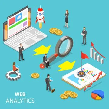 Web analytics flat isometric vector concept. Stock Illustration