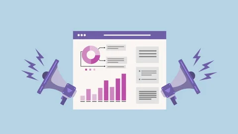 Web Analytics Marketing Data Concept 2d Animation with Alpha Matte Stock Footage 334994100