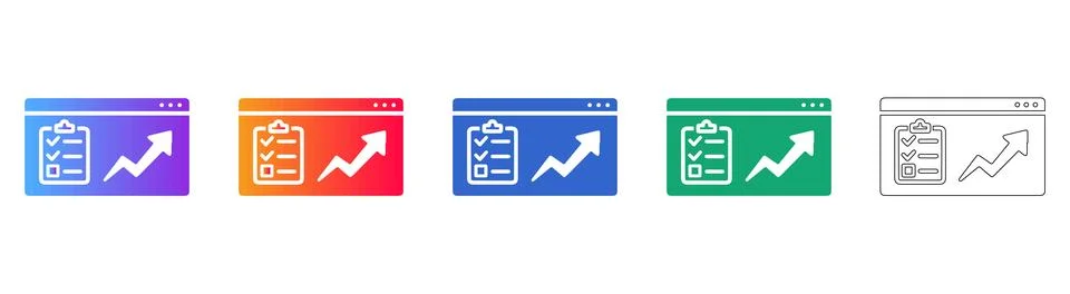 Web Analytics Performance Report Icons Stock Illustration