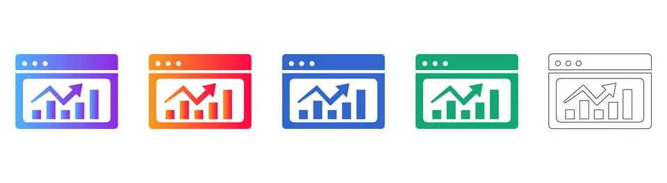 Web Analytics Performance Trend Icon Set Stock Illustration