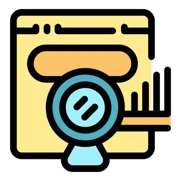 Web analytics showing increasing bar graph and magnifying glass on website pa Stock Illustration