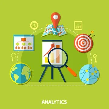 Web Analytics Symbols Composition Illustrazione stock