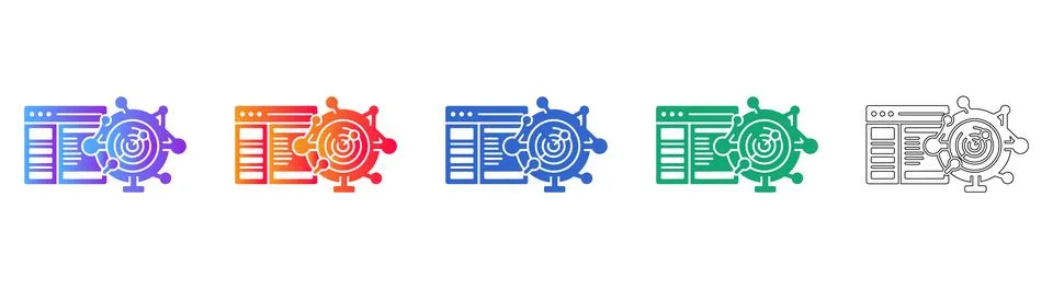 Web Analytics Target Focus Icons Stock Illustration