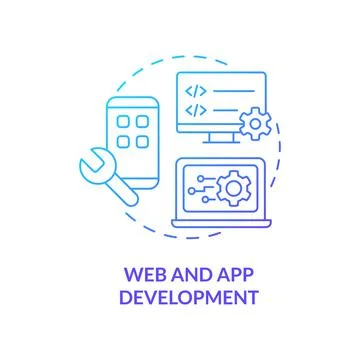 Web and app development blue gradient concept icon Stock Illustration