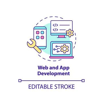 Web and app development concept icon Stock Illustration