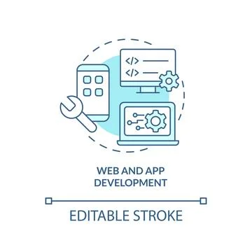 Web and app development turquoise concept icon Stock Illustration
