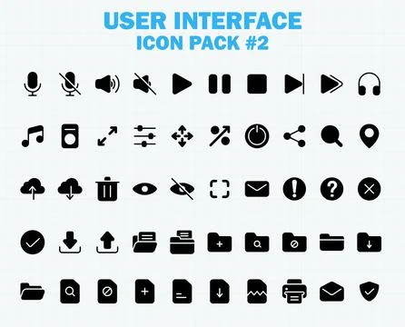 Web and App User Interface Icons Set, Vector UI Solid Glyph Icon Collection イラスト素材