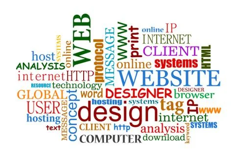 Web and internet design tags cloud Stock-Illustration