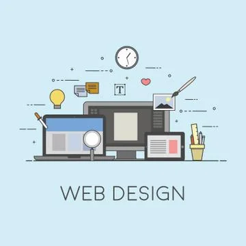 Web and mobile design. Process of design 스톡 일러스트