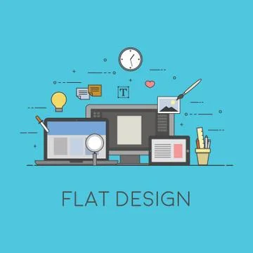 Web and mobile design. Process of design. Flat design Stock Illustration