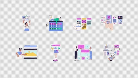 Web and mobile development 2D animation pack Stock Footage 347809269