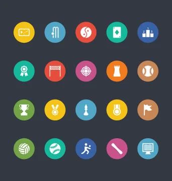 Web and Mobile UI Glyphs Style Colored Icons Stock Illustration