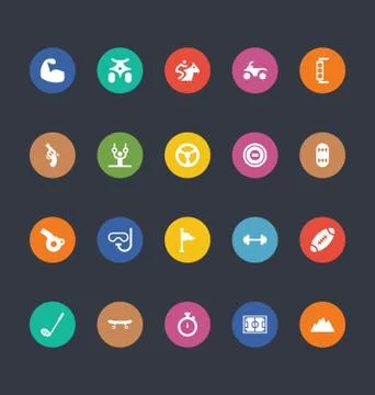 Web and Mobile UI Glyphs Style Colored Vector Icons Stock Illustration