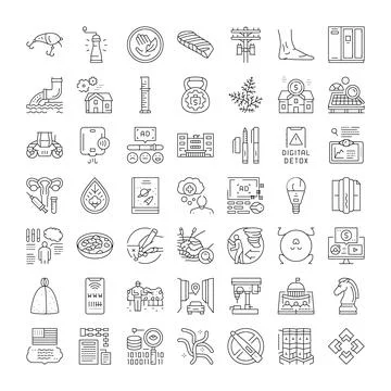 Web and mobile ui linear icon set Stock Illustration