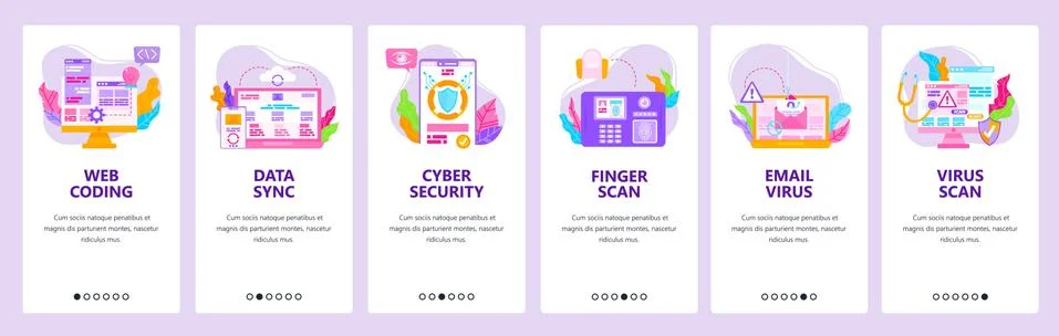Web and software development. Cyber security, antivirus, fingerprint. Mobile app Stock Illustration