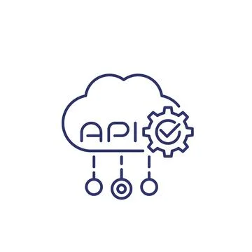 Web API, software integration line icon Stock Illustration