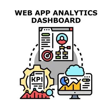 Web app analytics dashboard concept visualizing business data Stock Illustration