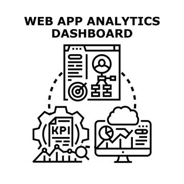 Web app analytics dashboard concept visualizing business data Stock Illustration