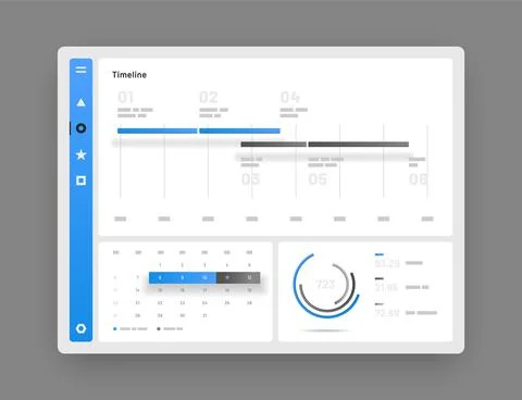 Web app Dashboard UI and UX Kit. Infographic tools. Stock Illustration