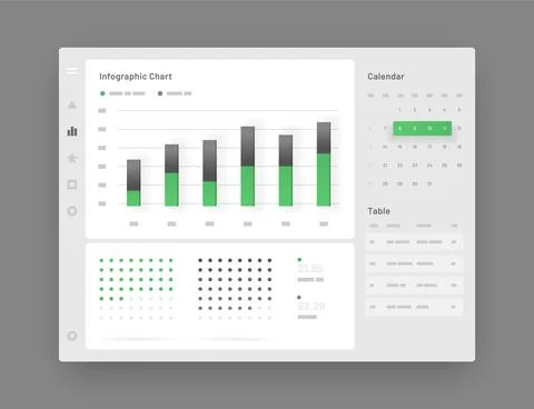 Web app Dashboard UI and UX Kit. Infographic tools. Stock Illustration