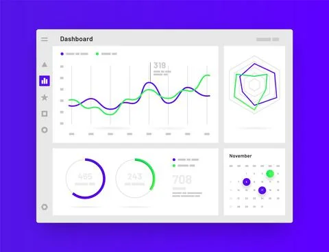 Web app Dashboard UI and UX Kit. Infographic tools. Stock Illustration