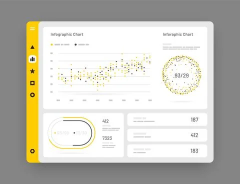 Web app Dashboard UI and UX Kit. Infographic tools. Stock Illustration