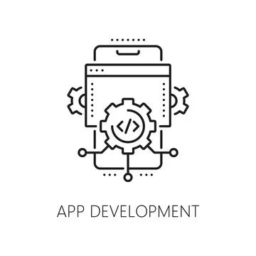 Web app development and optimization line icon Illustrazione stock