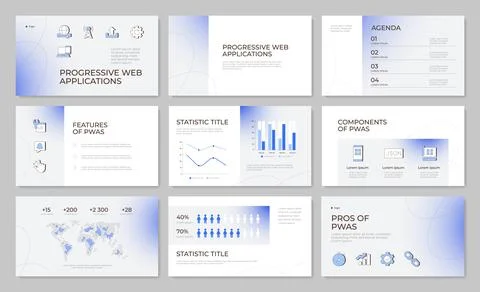 Web app development presentation template set Illustrazione stock