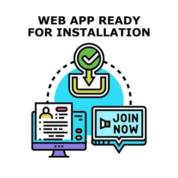 Web app downloading installation process on computer Stockillustratie