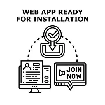 Web app downloading installation process on computer Illustrazione stock