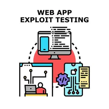 Web app exploit testing analyzing software vulnerabilities 스톡 일러스트