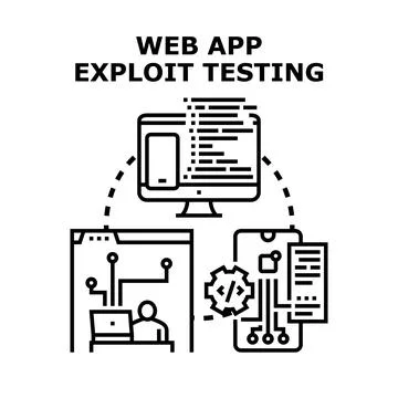 Web app exploit testing analyzing software vulnerabilities イラスト素材