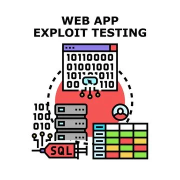 Web app exploit testing for cybersecurity vulnerability 스톡 일러스트