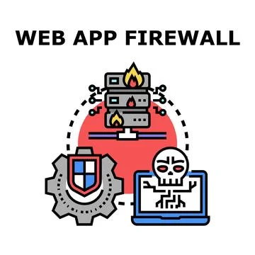 Web app firewall protecting servers from cyber attack 스톡 일러스트