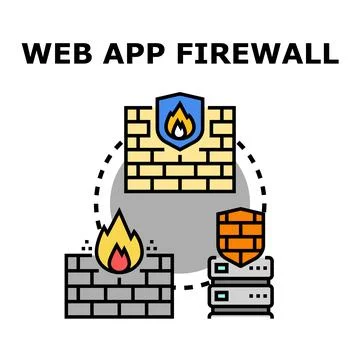 Web app firewall protecting servers from cyber attack Stockillustratie