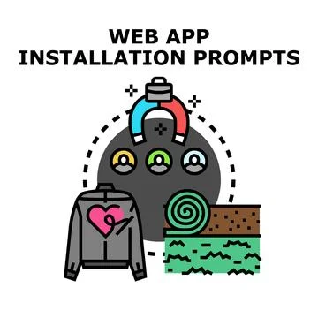 Web app installation prompts vector drawing Stockillustratie