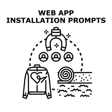 Web app installation prompts vector drawing 스톡 일러스트